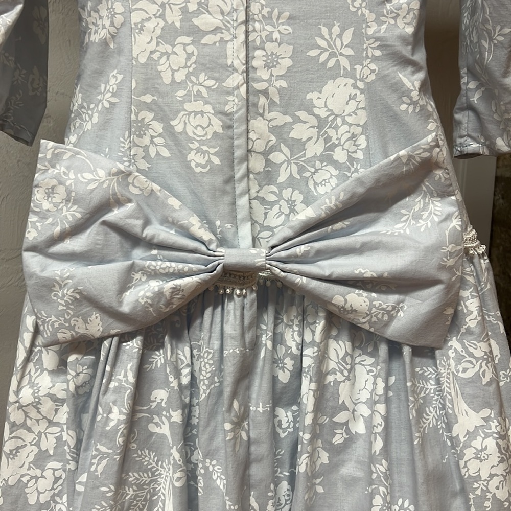 Jessica McClintock 1980s Floral Print Dropped Waistline Wedding Dress Size 4 - Picture 8 of 16